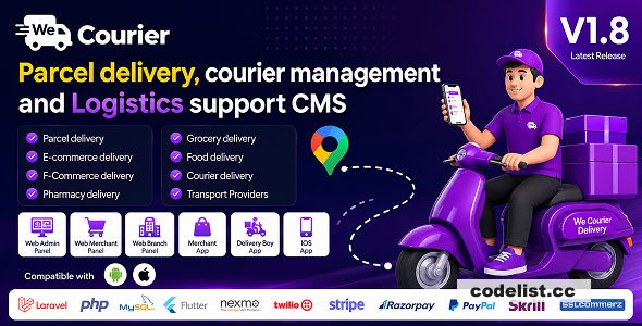 We Courier v1.8 – Courier & Logistics Management CMS With Merchant and Delivery App – nulled