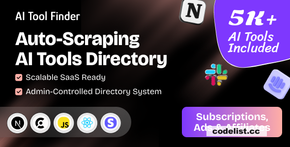 AI Tools Finder v1.8.0 – Auto-Scraping AI Directory with 5,000+ Tools, Subscriptions, Ads & Affiliates