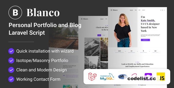 Blanco v2.0 – Personal Portfolio and Blog Laravel Script