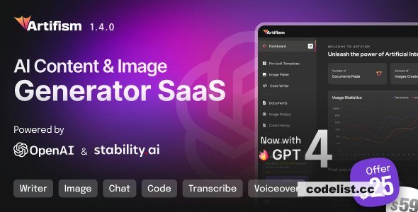 Artifism v7.8.0 – AI Content & Image Generator SaaS – nulled