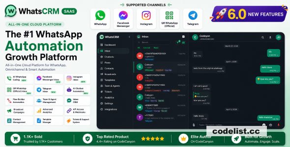 WhatsCRM v6.1.0 – Chatbot, Flow Builder, API Access, WhatsApp CRM SAAS System – nulled