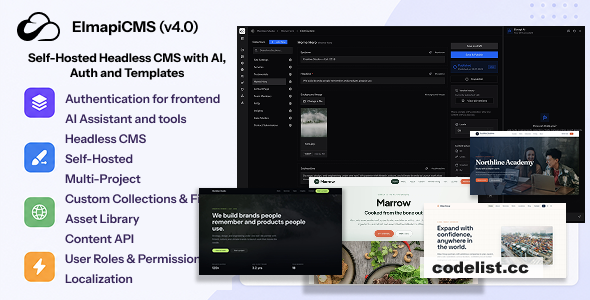ElmapiCMS v4.0 – Self-Hosted Headless CMS with AI, Auth and Templates